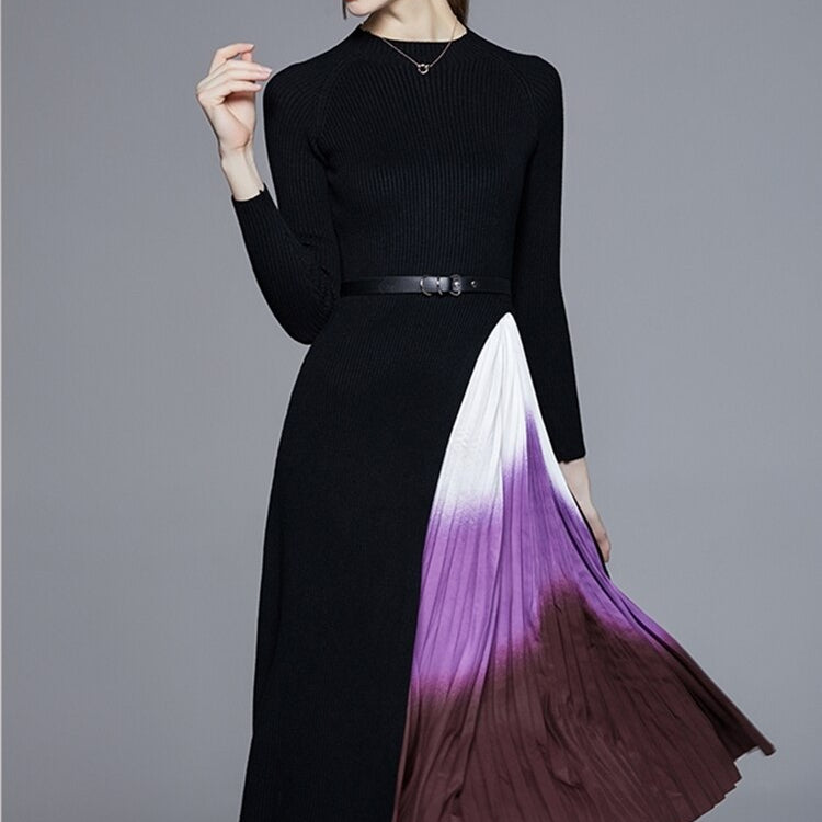 Women Autumn Winter Elegant Kintted Dress Festa High Quality Office Cocktail Party Robe Femme Vintage Designer Vestidos