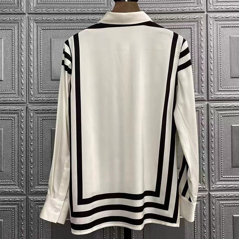 High Quality Striped Print Long Sleeve Shirts