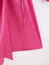 Casual Long Sleeve Satin Dress in Pink