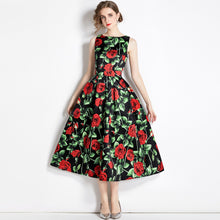 High Quality Midi Floral Print Sleeveless Round Neck Dress