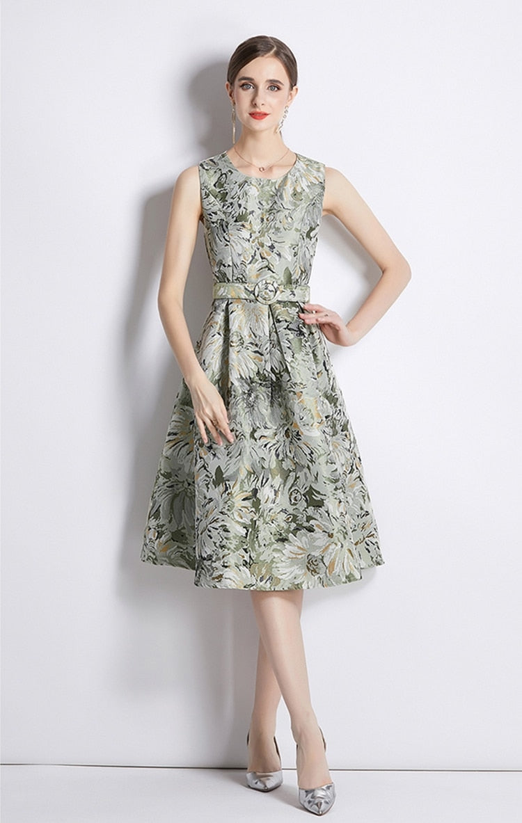 High Quality Sleeveless Knee Length Floral Cocktail Dress