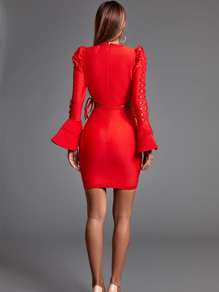 Sexy Long Bell Sleeve Bodycon Bandage Dress