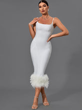Elegant Feather Bandage Bodycon Bandage Dress Sexy Elegant Midi Dress
