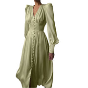 High Quality Deep V Neck Long Sleeve Dress