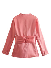 Pink Satin V Neck Bow Lace Up Long Sleeves Robe