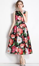 High Quality Midi Floral Print Sleeveless Round Neck Dress