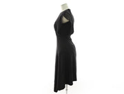 High Quality Asymmetric Round Neck Tight Black Dress