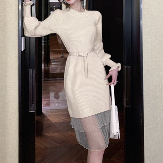 High Quality Various Colors O Neck Long Sleeve Elegant Dress