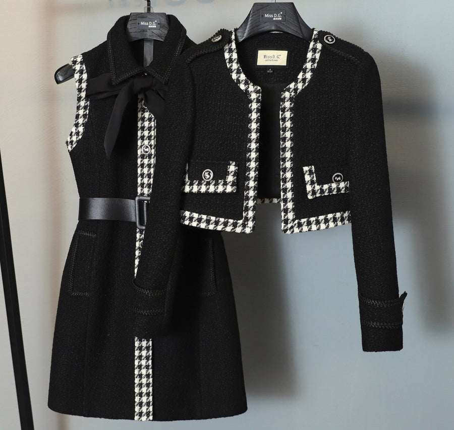 elegant two piece set, long sleeve short dress+vest ETERNA elegant two piece set, long sleeve short dress+vest ETERNA