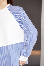 Irregular Striped Shirt Panel Sweatshirt Office Blusas Vintage Top Simple Chiffon Women Blouses Casual Shirts