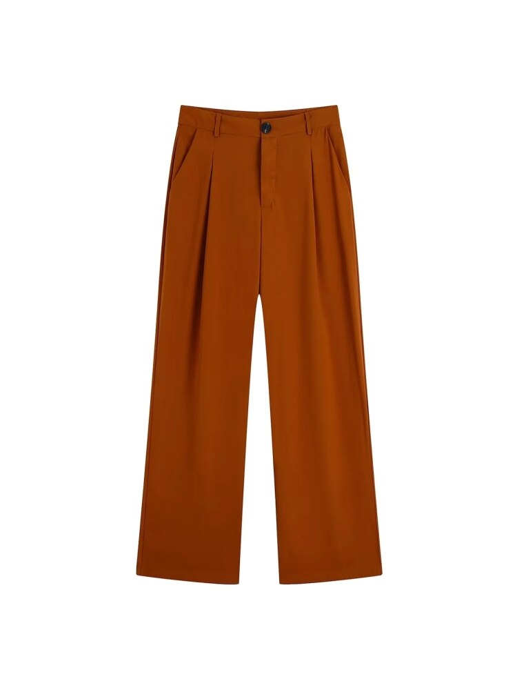 2 Colors New Office Women Pleated Design Straight Pants Hot Sale Femal ETERNA 2 Colors New Office Women Pleated Design Straight Pants Hot Sale Femal ETERNA