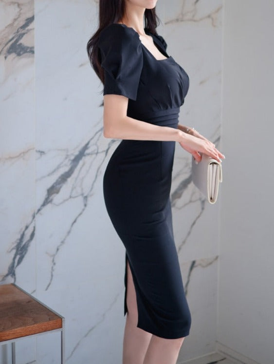 High Quality Short Sleeve Office Elegant Sheath Dress