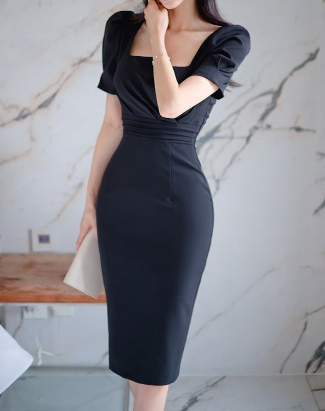 High Quality Short Sleeve Office Elegant Sheath Dress