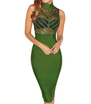 Green Sexy Elegant Knee Length Lace Bandage Bodycon Bandage Dress