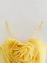 Yellow Casual Short 3D Flower Blouse