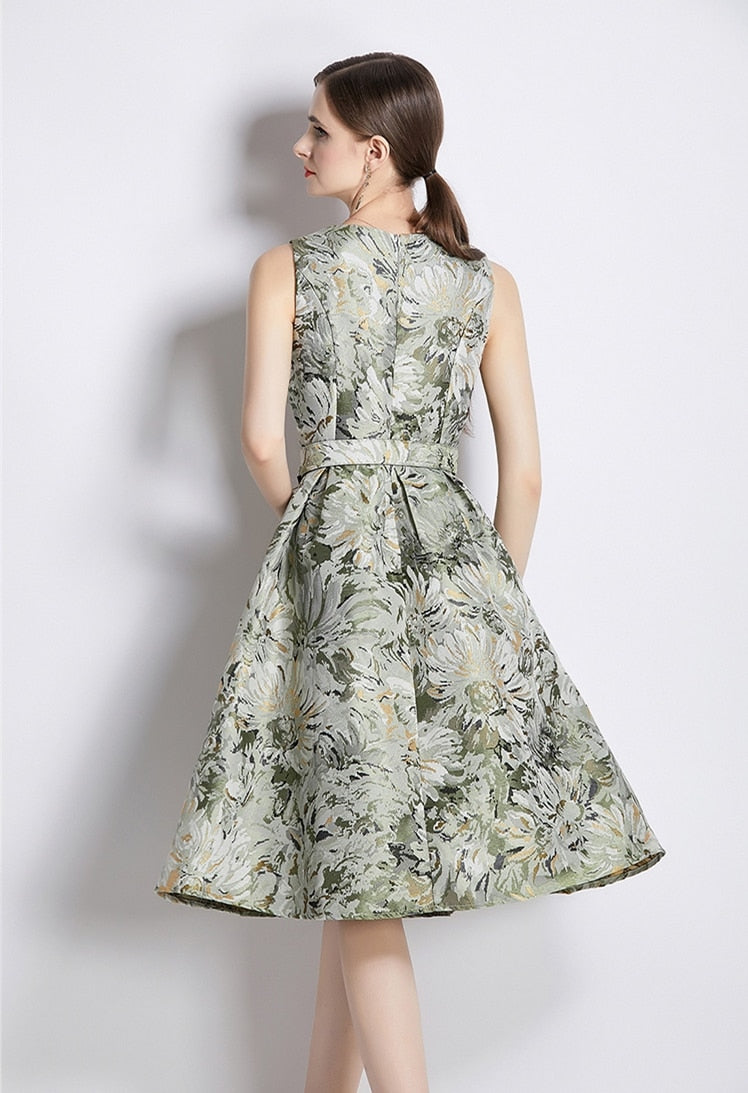 High Quality Sleeveless Knee Length Floral Cocktail Dress