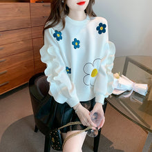 Women Long Sleeve Sweatshirt Flowers Vintage Work Casual Tops Europeo Design Loose T-Shirts