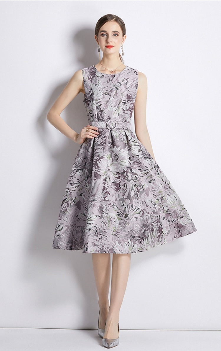 High Quality Sleeveless Knee Length Floral Cocktail Dress