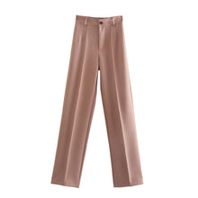 Pants With Darts  Wear Straight Pants Vintage High Waist Zipper Fly Female Trousers