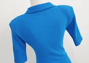 High quality long stretch knit blue dress