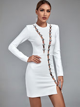 Sexy Elegant Long Sleeve Bodycon Bandage White Dress