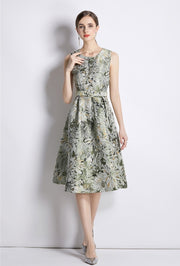 High Quality Sleeveless Knee Length Floral Cocktail Dress