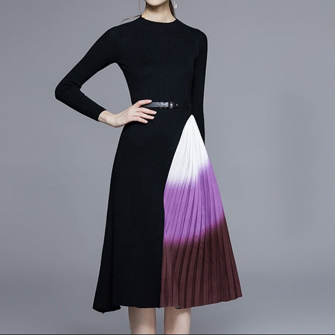 Women Autumn Winter Elegant Kintted Dress Festa High Quality Office Cocktail Party Robe Femme Vintage Designer Vestidos