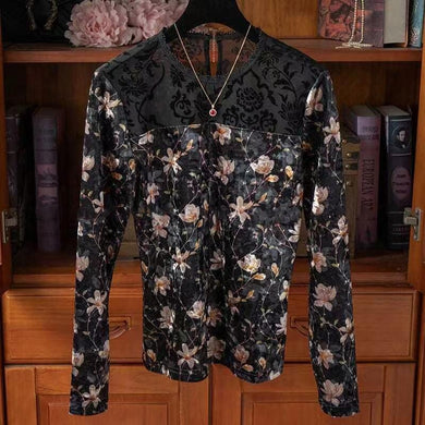 high quality floral print long sleeve shirt