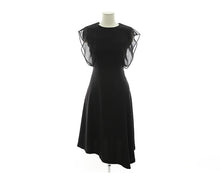 High Quality Asymmetric Round Neck Tight Black Dress