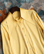 High Quality Big Pointed Collar Satin Silk Shirt