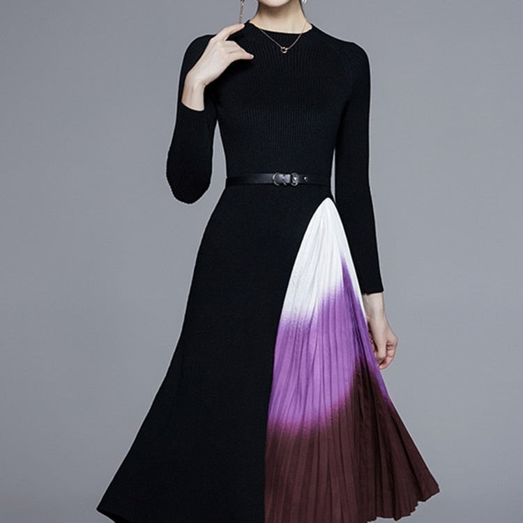 Women Autumn Winter Elegant Kintted Dress Festa High Quality Office Cocktail Party Robe Femme Vintage Designer Vestidos