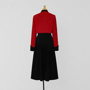 Set 2 pieces velvet dress + high quality long-sleeved jacket