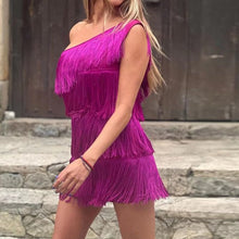 One Shoulder Fringe Sequin Dress