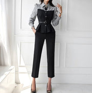 High quality long sleeved shirt + mid-calf pants 2 piece suits