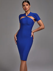 Black And Blue Bodycon Bandage Dress Elegant Sexy Midi Bodycon Bandage Dress