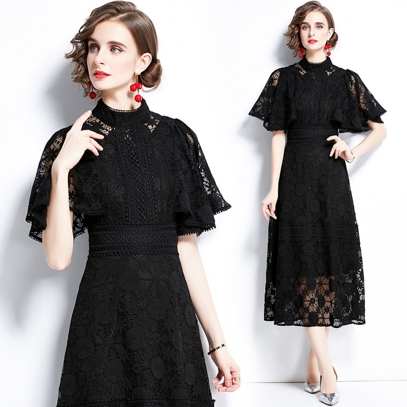 High Quality Lantern Sleeve Elegant Maxi Dress