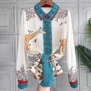 High Quality Button Down Printed Lapel Long Sleeve Shirt