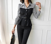 High quality long sleeved shirt + mid-calf pants 2 piece suits