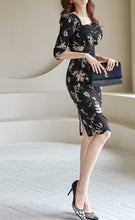 High Quality Floral Print Knee-Length Sleeve Dress