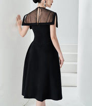 High Quality Elegant Midi Black Dress