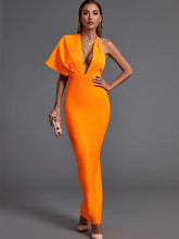 Orange Bandage Maxi Elegant Sexy Bodycon Dress