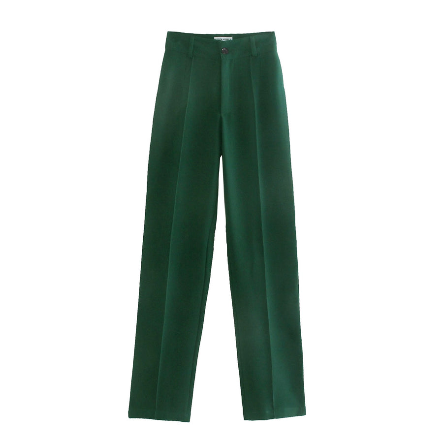 Pants With Darts  Wear Straight Pants Vintage High Waist Zipper Fly Female Trousers