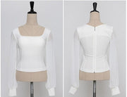 White Blouse and Skirt Women Two Pieces Set