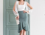 White Blouse and Skirt Women Two Pieces Set