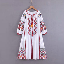 Vintage Floral Embroidery Long Women's Dress