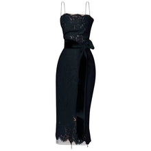 Vestido Vintage ajustado para mujer, vestido negro liso con tirantes finos sin tirantes de encaje Imperio, vestido de fiesta elegante con cinturón