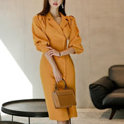 Three Quarter Lantern Sleeve Blazer Dress