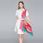 Summer Dress Women Shirt Dress Office ladies elegant Patchwork